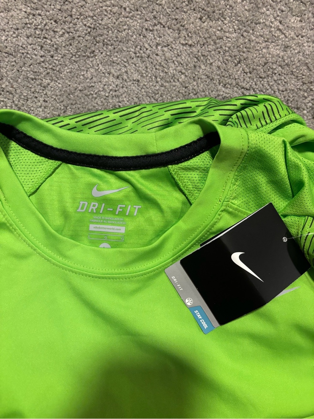 Nike Men's Neon Green Dri-FIT Performance Tee - Picture 4 of 7